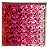 Kotak hadiah beraroma elegan wewangian pernikahan bunga buatan dekorasi batang 3 lapisan sabun mawar tanpa dasar
