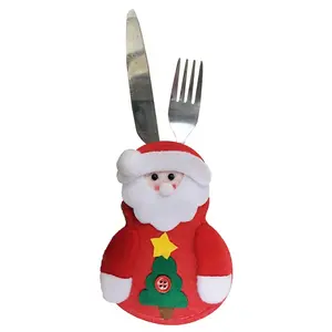 クリスマス食器ホルダーセットスノーマンエルクナイフとフォークバッグカバー新年のパーティーテーブルデコレーションオーナメント