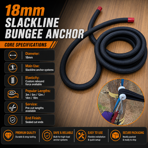 Cordon d'ancrage en polyester et latex de 18 mm pour équipement de highline et de slackline - Écologique et anti-UV - Product Image 5