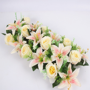 ที่กำหนดเองดอกไม้ประดิษฐ์ฉากหลังแต่งงานตกแต่งดอกไม้แถวจัดด้วยราคาขายส่ง - Product Image 6