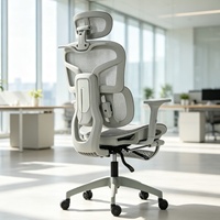Chaise ergonomique en mesh pivotante à 360 degrés, dossier inclinable, profondeur de siège réglable, structure en nylon, pour personnel de bureau, logo personnalisé