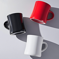 Tasses à café en céramique blanches crème personnalisées, style rétro vintage épais, avec impression de logo sur mesure, en porcelaine épaisse