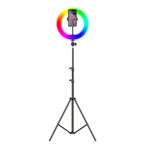 10インチ26センチメートルRGB Ring Lightと1.6m Stand Ring Light DimmableためBeauty Broadcast Vlog Digital