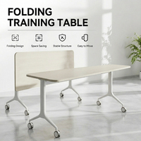 Bureau de formation mobile pliable moderne avec roulettes silencieuses, porte-gobelet, structure en acier de 32 mm d'épaisseur pour salle de classe et conférence