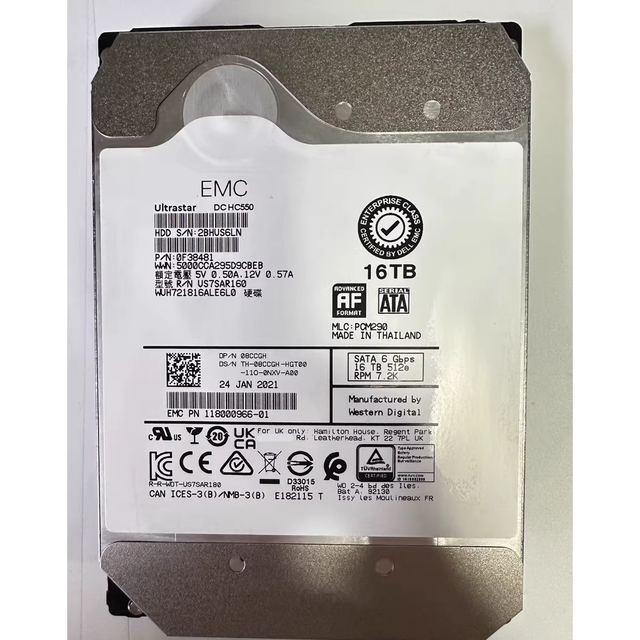 New and Used Original 08CCGH WUH721816ALE6L0 Ultrastar DC HC550 Server HDD Hard Disk Drive 16TB 7.2K RPM SATA 6Gb/s 3.5 Inch