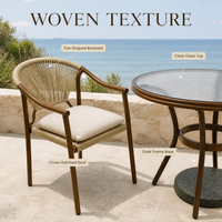 Ensemble de salle à manger d'extérieur moderne de luxe en teck massif, table et chaises de bistrot, mobilier pliable pour parc, plage, hôtel, villa