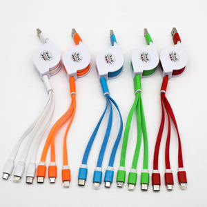 Three In One Retractable Charging <b>Cable</b> 1M TPE <b>Lightning</b> Micro <b>Usb</b> Type <b>C</b> Universal Data <b>Cable</b> For Mobile Phone Accessories - Product Image 5