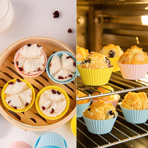 Fabake <b>Silicone</b> Muffin Cups 12 Pcs Oven Safe <b>Baking</b> Mold For Cake And Baby Food - Product Image 2