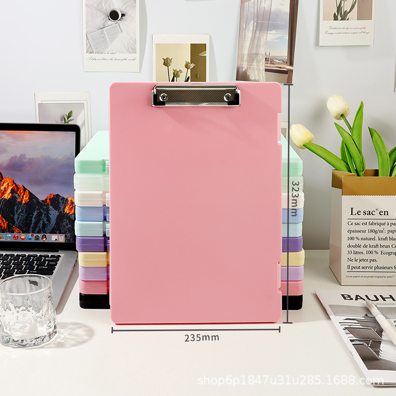 A4 storage box with clipboard [Cornelian Cherry Pink]