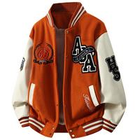 Vestes de baseball matelassées noires surdimensionnées pour hommes, taille plus, logo personnalisé, boutonnées, décontractées, légères, style bomber, veste letterman