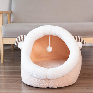Cama de felpa con diseño de animales para mascotas, cueva de gatos, suave, extraíble, para invierno - Product Image 6