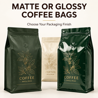Sacs à café à fond plat imprimés en héliogravure, tailles personnalisées, avec valve et fermeture éclair, pochettes verticales pour l'emballage du café et des aliments pour animaux de compagnie