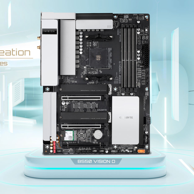 Used GIGABYTE B550 VISION D Motherboard, Supports 3rd Gen AMD