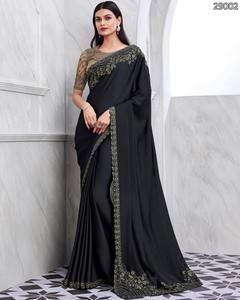 Saree de fête indien pour femmes attrayant en soie de noyer avec broderie en coton vêtements de mariage chez le fournisseur en gros - Product Image 3