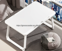 Table d'ordinateur portable pliable et convertible en métal et bois, réglable, portable, support de lecture, bureau d'ordinateur, avec housse amovible