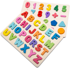 Montessori Wood Toy Early Education Kids <strong>Count</strong> <strong>Numbers</strong> and Letters Jigsaw Puzzle Board Cognitive Matching Board Game - Product Image 5