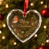 Ornement de Noël en verre cristal transparent en forme de cœur pour la décoration des fêtes de Noël