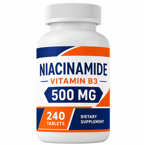 Comprimés de supplément blanchissant à la vitamine B3 Niacinamide, végétaliens, sans produits laitiers, certifiés Halal, personnalisés OEM, de qualité supérieure, 240 comprimés/flacon, GMP - Product Image 1