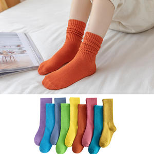 新款糖果色儿童袜春季冬季儿童学校无精打采袜透气柔软棉长弹力中筒袜 - Product Image 2