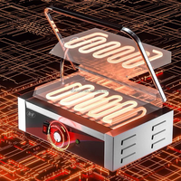 Grill électrique professionnel pour panini en acier inoxydable avec plaques rainurées