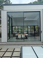 Puerta Corredera Panorámica de Vidrio con Motor Inteligente, de Aluminio, con Certificación CE, Eficiente Energéticamente, para Entrada Exterior, Estilo Moderno