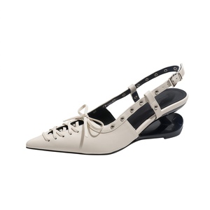 Luxury Designer Solid Pointed Hollow Bow Fashion Thin High Heel Elegant Niche Backless Brown Single-Layer 6-8cm Shoes for <strong>Women</strong> - Product Image 4