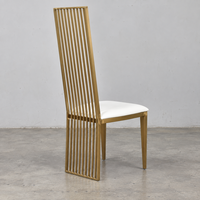 Chaise de banquet verticale à dossier haut en acier inoxydable doré avec assise en cuir PU, idéale pour hôtels, mariages et événements (vente en gros)