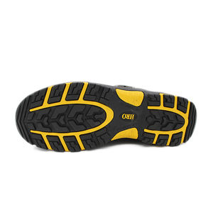 รองเท้าบูทนิรภัยหัวเหล็กแบบหนังสีดำลายนูน สำหรับงานเหมือง รองเท้าบูททางยุทธวิธี พร้อมหัวเหล็กสำหรับทำงาน - Product Image 5