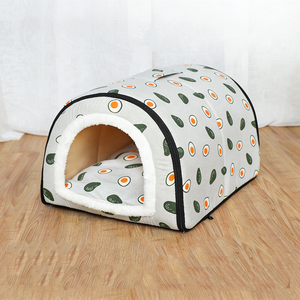 Lit pour chat en peluche écologique semi-fermé, chaud pour l'hiver, confortable et doux, pour petits animaux, chats et chiens - Product Image 2