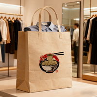 Sacs en papier kraft de luxe biodégradables et recyclables personnalisés avec poignées en ruban pour la promotion des restaurants japonais de sushis