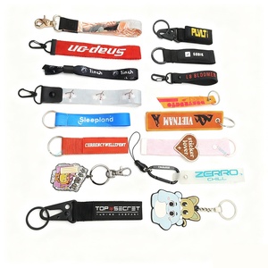 YYX Promotional Custom Logo Fabric Keychain Polyester Carabiner Keychain Short Lanyard Key Holder