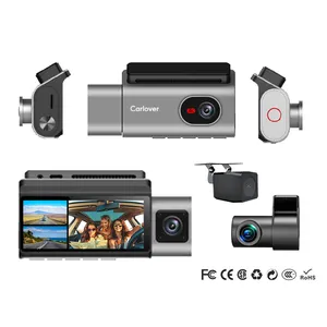 كاميرا داش كارلوفر واي فاي 4k بعدسة 3 مسجل فيديو رقمي للرؤية الليلية G-sensor 24H رصد وقوف السيارات كاميرا داش 4k