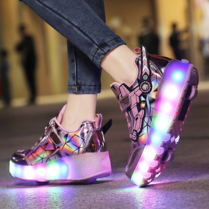 Flashing Roller Skates Dual Wheel Led Light Up Outdoor Sports Shoes For Kids And Adults Size 30-42 - Product Image 2