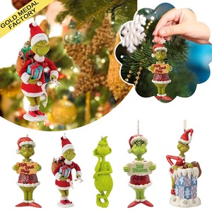 Adornos Navideños Planos 2D de Lindo y Divertido <span class=keywords><strong>Muñeco</strong></span> Verde, Decoraciones de Acrílico para Árbol de Navidad, Colgantes y Figuritas de Juguete para Navidad - Product Image 1