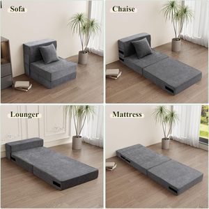 Ghế giường gấp màu xám đậm có thể tháo rời, đệm mút hoạt tính kèm gối, ghế <span class=keywords><strong>sofa</strong></span> gấp, ghế ngủ đa năng - Product Image 3