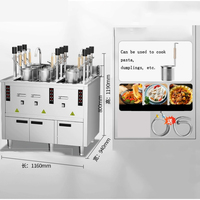 Cuiseur électrique commercial de nouilles de soupe entièrement automatique Machine à nouilles de boulette à 3 têtes Équipement de cuisson commercial de levage de gaz