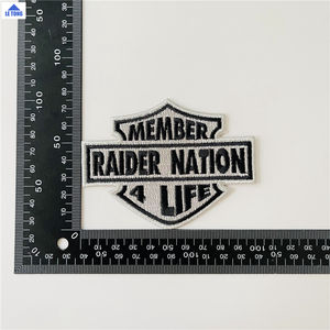Benutzer definierte Marke Logo Aufbügeln gestickte Patches für Kleidung Raider Nation <span class=keywords><strong>Member</strong></span> 4 Life <span class=keywords><strong>Patch</strong></span> - Product Image 2