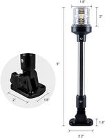 12V LED Bateau Navigation Yacht Lumière 9 "Visibilité 3NM Acier Inoxydable Blanc 4500K Réglable Pliable Base Marine Lampe