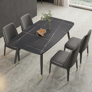 Muebles de lujo para el hogar, juego de mesa de comedor de mármol con sillas tapizadas para cocina, restaurante o bar - Product Image 6