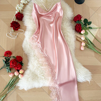 Chuangerm in Stock 2026 New Fashion Sexy Backless Nightgown Women Slim Fit Lace Trim Sling Dress Loungewear Nightgowns for Women