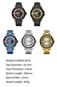 CURREN 8333นาฬิกาควอทซ์แฟชั่นสไตล์สปอร์ตรุ่นล่าสุดทำจากสเตนเลสกลวงรูปทรงดาบตัวเรือนโลหะผสมกันน้ำ45มม. - Product Image 2
