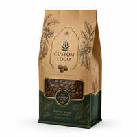 Sacs en papier kraft biodégradables et compostables avec valve, imprimés sur mesure, pour emballage de café en grains, avec fermeture éclair, respectueux de l'environnement