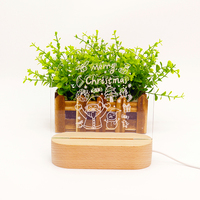 Ovale Acrylique Père Noël 6 Cadeau USB Bois Cadeau Promotionnel Ensemble Veilleuse Romantique Base de Lampe Cadeau De Noël