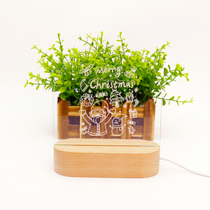 Oval Acrílico Santa 6 <span class=keywords><strong>Regalo</strong></span> USB Madera <span class=keywords><strong>Regalo</strong></span> promocional Set Luz nocturna Lámpara romántica base <span class=keywords><strong>Regalo</strong></span> <span class=keywords><strong>de</strong></span> Navidad - Product Image 4