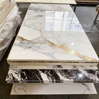 Panneau mural en PVC brillant imperméable, imitation marbre, décoration intérieure moderne, alternative au marbre ignifuge