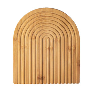 Plateau de service en bambou, forme irrégulière, 24 cm, couleur unie, style simple, pour thé, pain, fruits, pâtisseries - Product Image 5