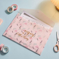 Porte-documents A4 en plastique, mignon, imprimé, givré, avec bouton-pression, organiseur de papier pour l'école et le bureau