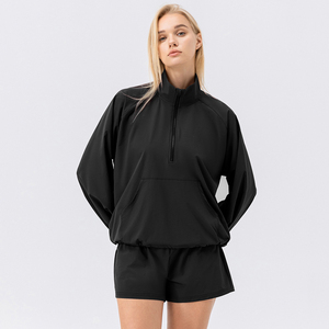 Completo Sportivo Estivo da Donna, Casual, con Colletto Verticale, Traspirante, Pantaloncini da Corsa ad Asciugatura Rapida, Set Due Pezzi per Fitness - Product Image 4