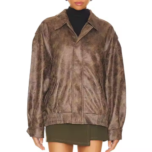 <span class=keywords><strong>Chaqueta</strong></span> de Cuero con Cuello Camisero Grueso Marrón para Hombre LEDUO, <span class=keywords><strong>Chaqueta</strong></span> de Cuero con Cremallera y Botones, Cortavientos, Personalizada para Otoño, Unisex - Product Image 1