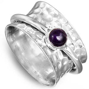 Unique 925 Solid Sterling Silver Natural Amethyst Gemstone <b>Spinner</b> <b>Ring</b> Handmade Jewelry Meditation <b>Ring</b> For Unisex OEM ODM - Product Image 1